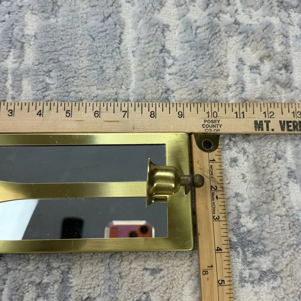Vintage Gold Tone Mirror & Candle Wall Sconces 3-Piece Regency Set